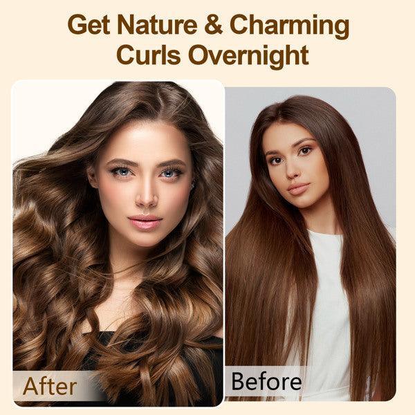 Satin No-heat Curling Rod, Lazy Natural Soft Wave DIY No-heat Curls, Suitable For Overnight Use Before Bed, Suitable For All Hair Types - Light Brown-Prohibited From Being Sold On The Amazon Platform