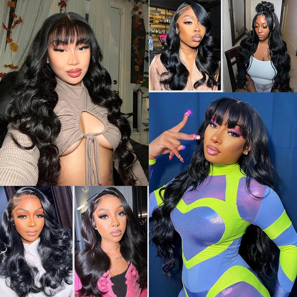 Human Hair Bundles with Closure Body Wave Brazilian Virgin Human Hair Weave 3 Bundles with 4x4 Lace Closure Natural Black Color