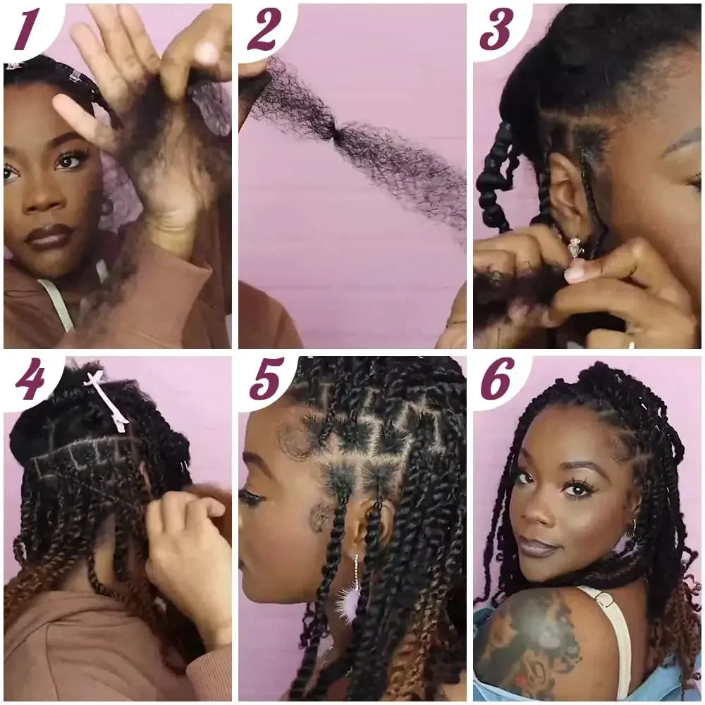 Afro Kinky Bulk Hair No Attachment Peruvian Afro Curly Bulk Human Hair Sleek Virgin Remy Dreadlock 1Pc Natural Color Braids Hair