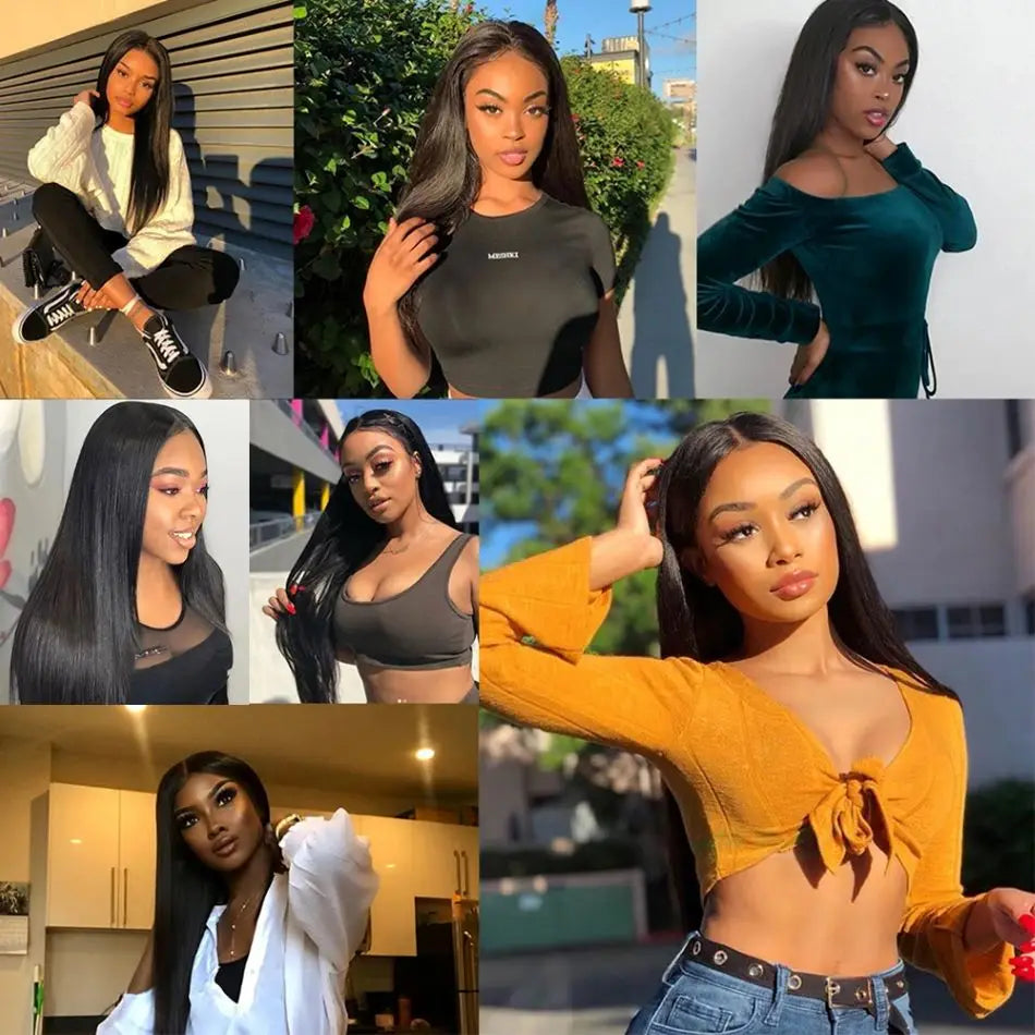 Human Hair Bundles Straight Hair Weave 1 3 4 Bundles Deals 100% Unprocessed Peruvian Virgin Hair Natural Black 1B Can Be Dyed