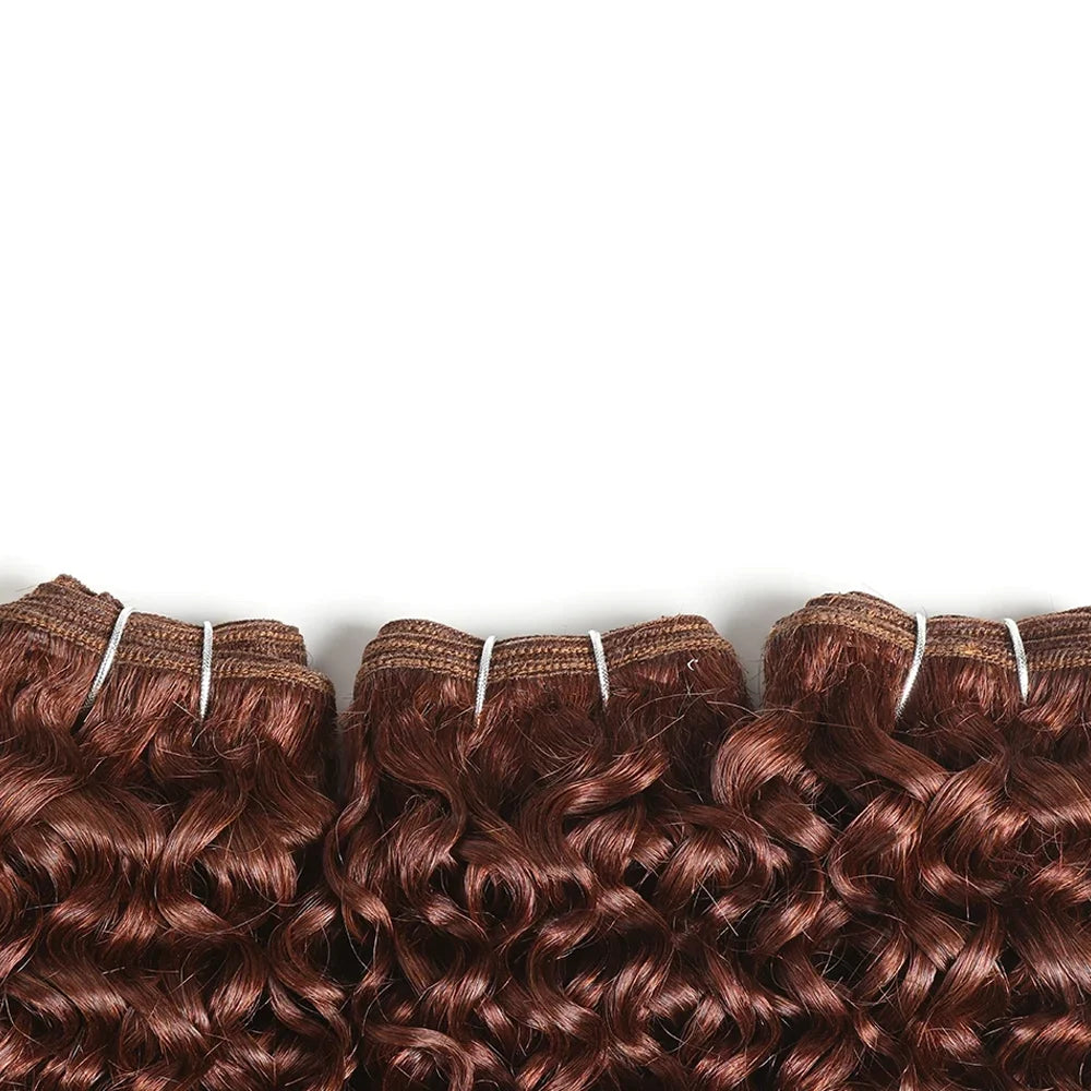 Reddish Brown 3Pieces /Lot Sassy Curly Wavy Human Hair Bundles Brazilian Human Hair Weave Bundles Curly Hair Extensions