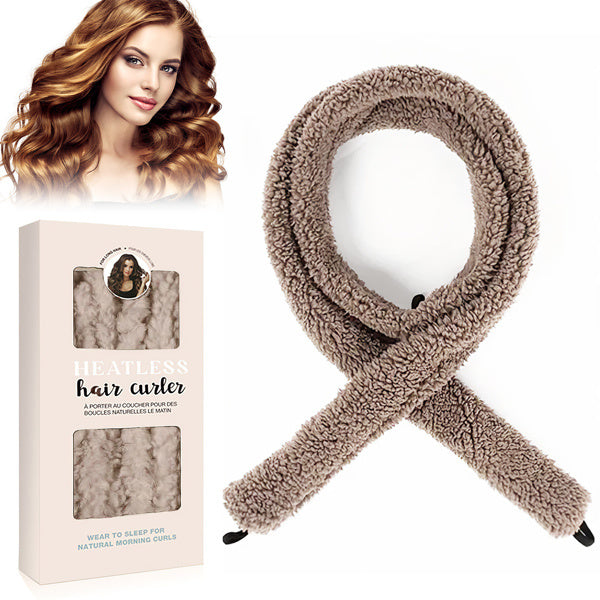 Satin No-heat Curling Rod, Lazy Natural Soft Wave DIY No-heat Curls, Suitable For Overnight Use Before Bed, Suitable For All Hair Types - Light Brown-Prohibited From Being Sold On The Amazon Platform