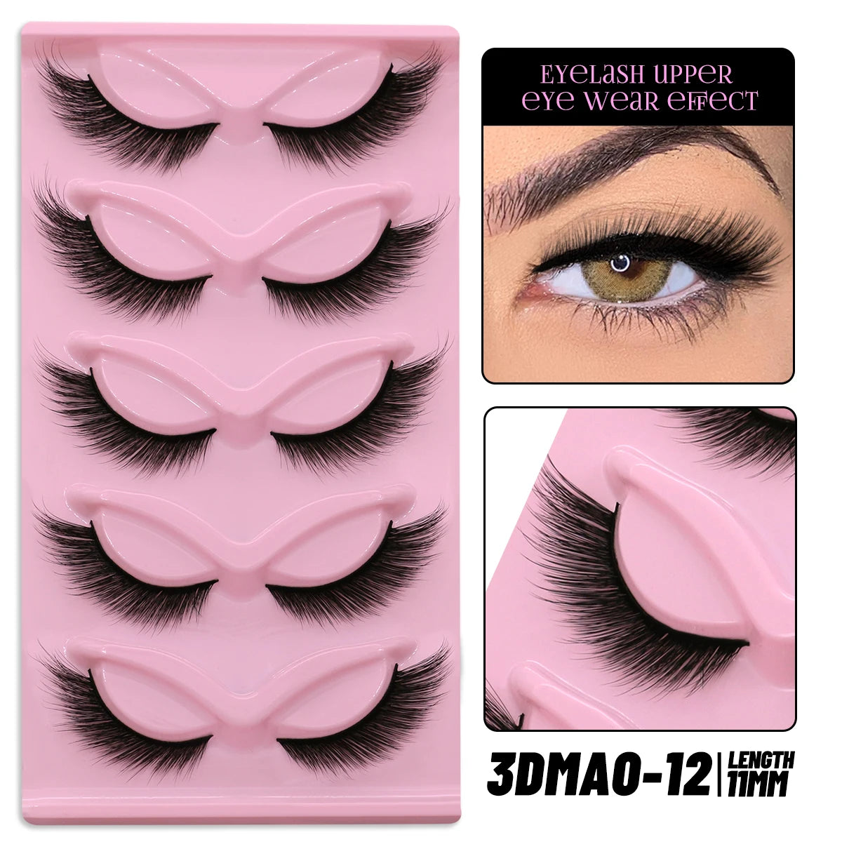 GROINNEYA Cat Eye Lashes Natural Long Clear Band Lashes Winged End Eye Elongated Eyelashes Faux Mink Eyelashes Makeup