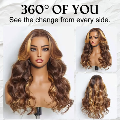 Glueless Human Hair Wig with 7x5 Lace Front - Ombre Highlight #FB30