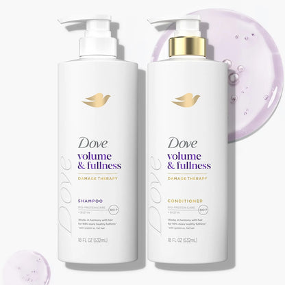 Shampoo and Conditioner Set, Volume & Fullness – Daily Volumizing Hair Care Formula Infused with Collagen, 18 Oz Ea