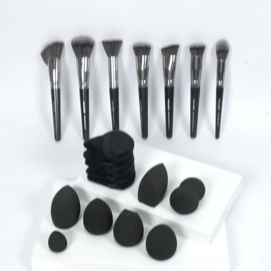 25pcs Professional Makeup Brush Set&7pcs Multi-Functional Beauty Blender&5pcs Dry Use Triangle Powder Puff, Blush Brush, Makeup Tools With Soft Fiber For Easy Carrying, Foundation Brush, Eye Shadow Brush, Eyebrow Brush, Brush