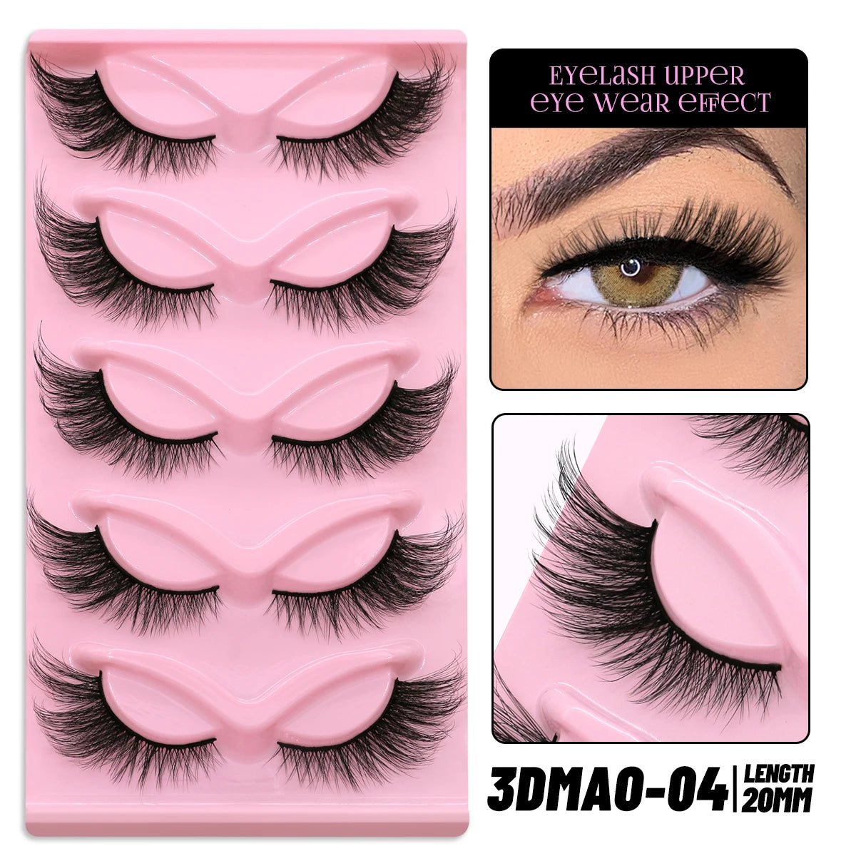 GROINNEYA Cat Eye Lashes Natural Long Clear Band Lashes Winged End Eye Elongated Eyelashes Faux Mink Eyelashes Makeup