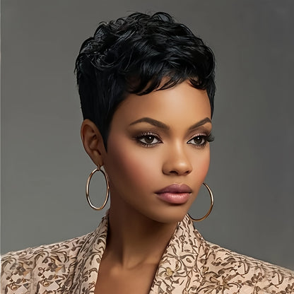 Short Pixie Cut Synthetic Wavy Wig