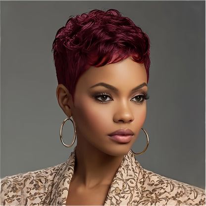 Short Pixie Cut Synthetic Wavy Wig