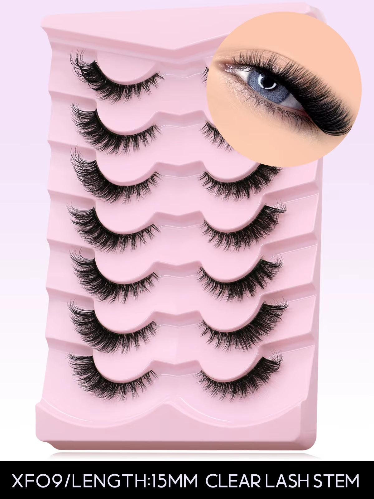GROINNEYA Cat Eye Lashes Natural Long Clear Band Lashes Winged End Eye Elongated Eyelashes Faux Mink Eyelashes Makeup