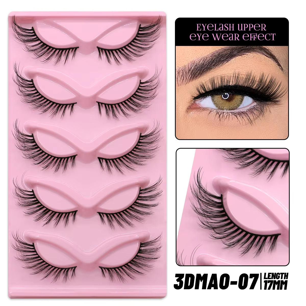 GROINNEYA Cat Eye Lashes Natural Long Clear Band Lashes Winged End Eye Elongated Eyelashes Faux Mink Eyelashes Makeup