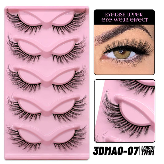 GROINNEYA Cat Eye Lashes Natural Long Clear Band Lashes Winged End Eye Elongated Eyelashes Faux Mink Eyelashes Makeup
