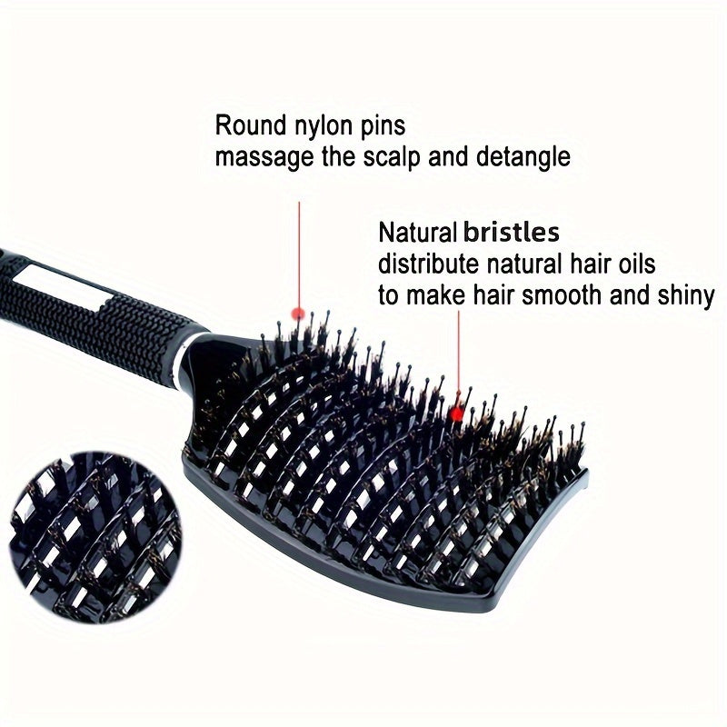 1pc Curved Vented Professional Detangling Hair Brush | Magic Scalp Massage Comb for Women, Ideal for Wet Curly Hair, Styling Tool, ABS Plastic Handle, Nylon Bristles - Perfect Christmas Gift for Friends/Relatives