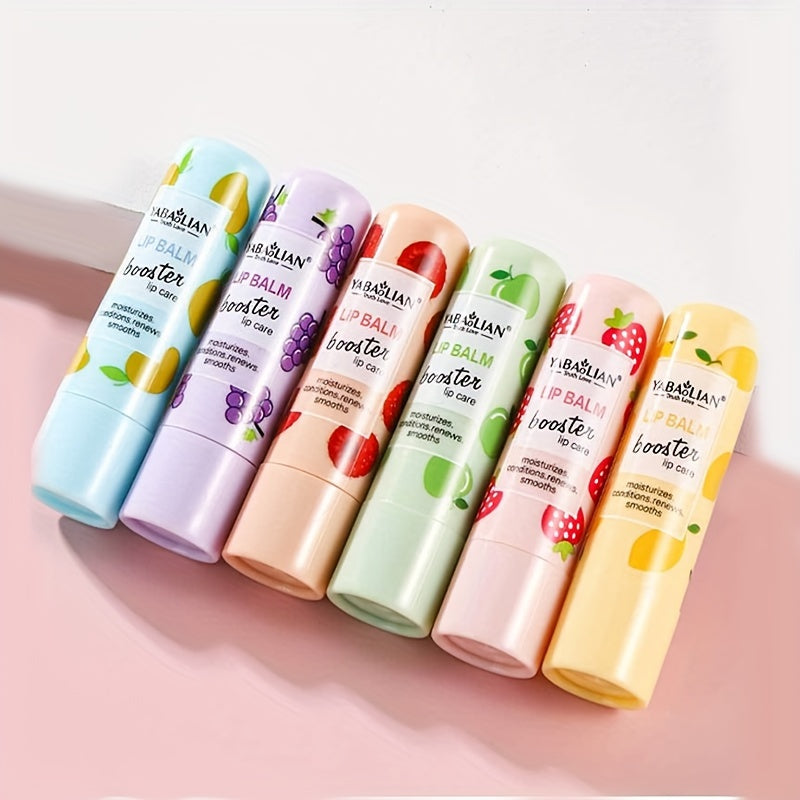 Hydrating Lip Balm, 6 Fruit Flavors Lip Care For Cracked, Moisturizing Lip Beauty, Long-lasting Effect, Fade Lip Line Plant Squalane