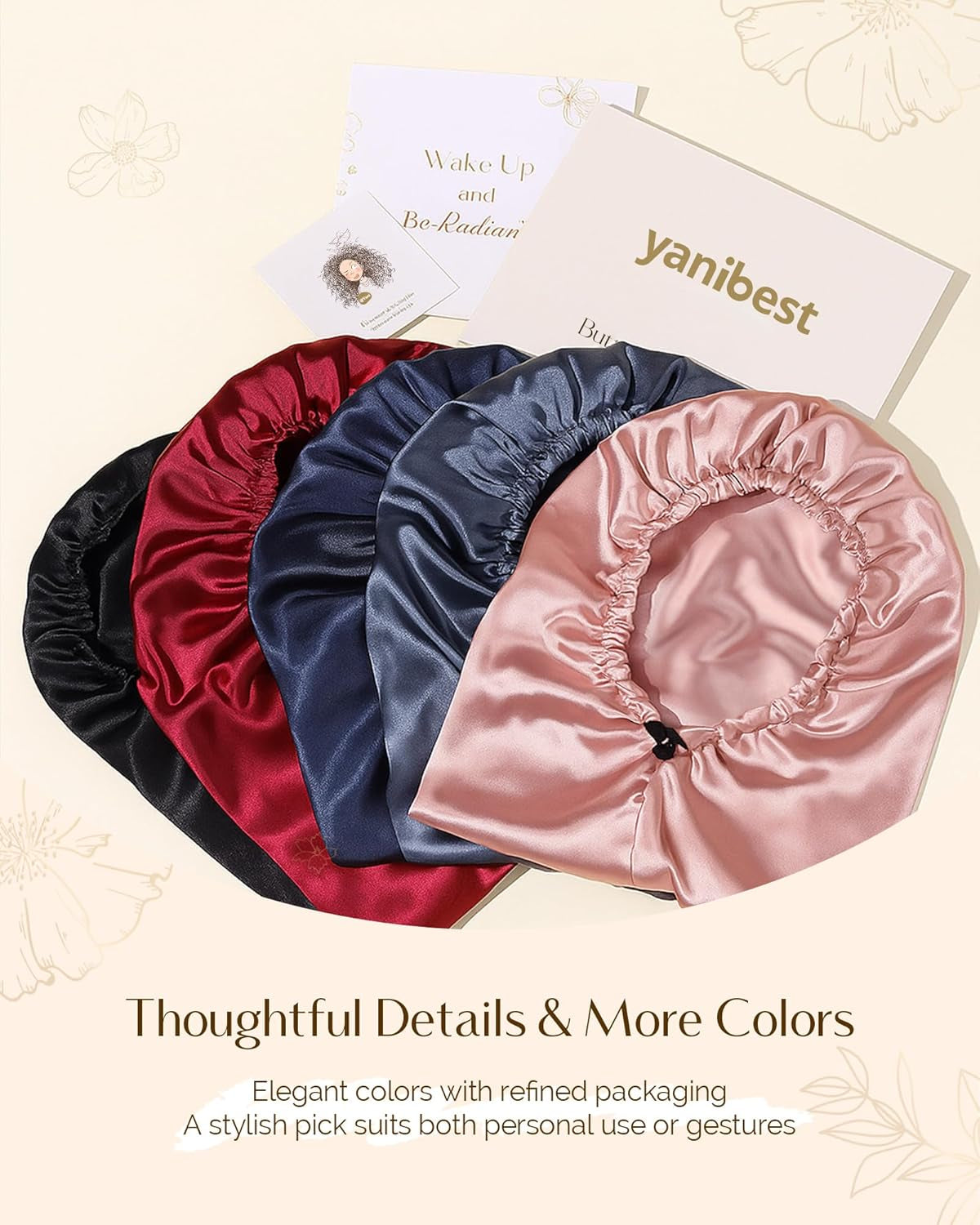 Satin Sleep Bonnet for Natural Hair - Extra Double Layer Long Adjustable Silk Hair Bonnet for Braids, Locs, Curls - Women’S Night Hair Protection Cap