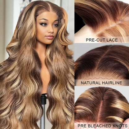 Glueless Human Hair Wig with 7x5 Lace Front - Ombre Highlight #FB30
