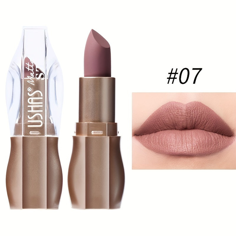 1pc Matte Lipstick In Nude Shades, Non-Drying, Natural Lip Color, Long-Lasting Beauty Lip Makeup