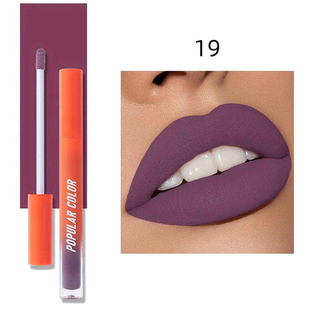 Beauty Matte Lip Gloss Glitter 19 Colors Long Lasting Moisturizing Liquid Makeup Rouge Lip Glaze Cosmetic, Liquid Lipstick, Lip Makeup For Music Festival
