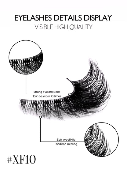 GROINNEYA Cat Eye Lashes Natural Long Clear Band Lashes Winged End Eye Elongated Eyelashes Faux Mink Eyelashes Makeup