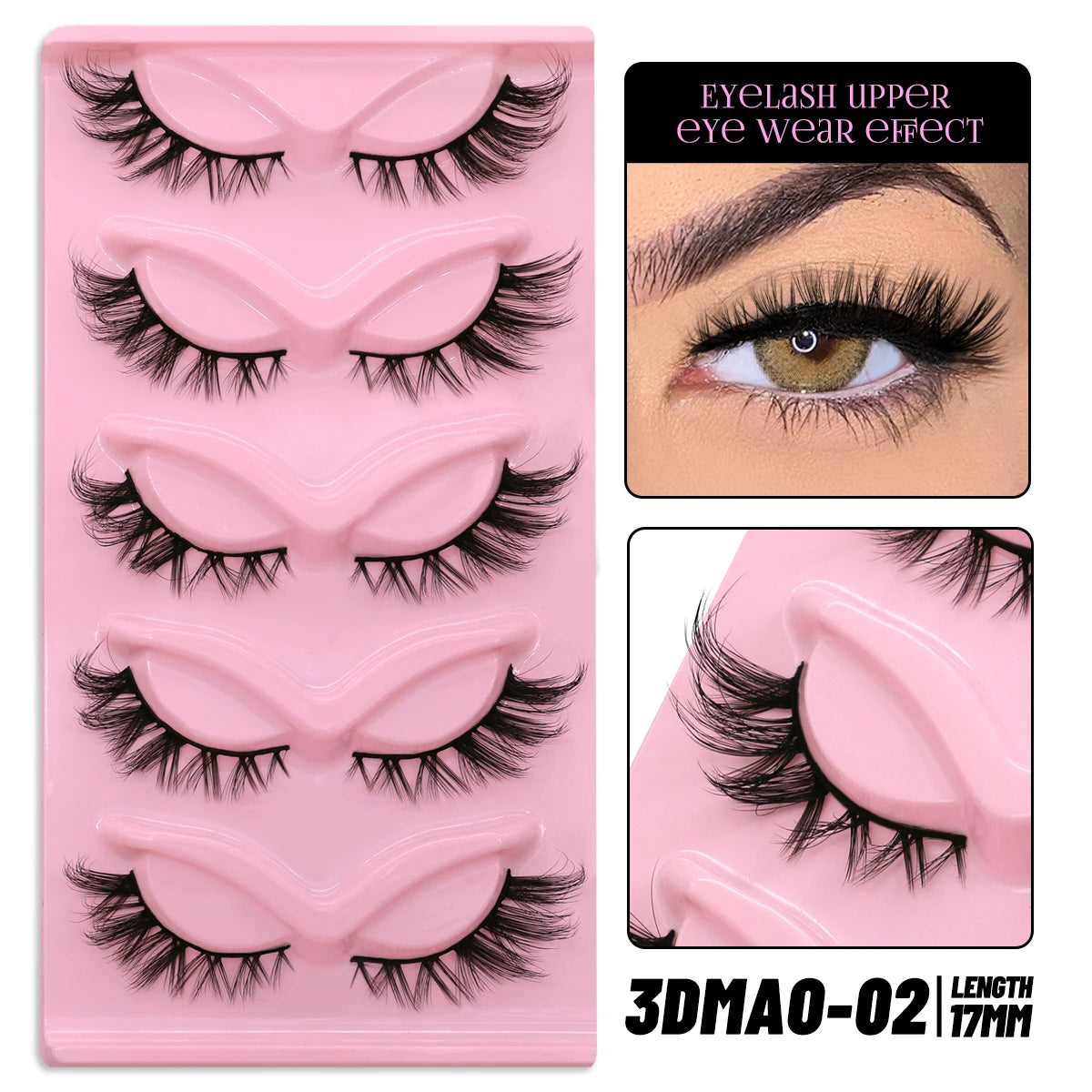 GROINNEYA Cat Eye Lashes Natural Long Clear Band Lashes Winged End Eye Elongated Eyelashes Faux Mink Eyelashes Makeup