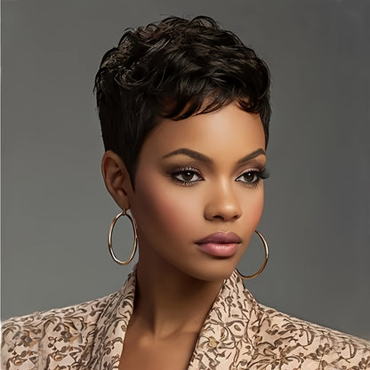 Short Pixie Cut Synthetic Wavy Wig