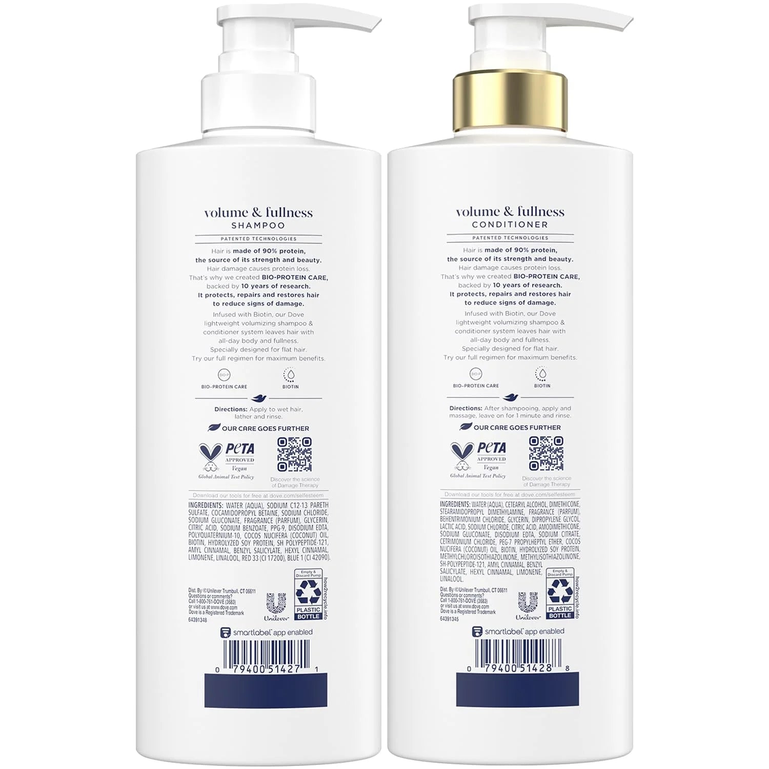 Shampoo and Conditioner Set, Volume & Fullness – Daily Volumizing Hair Care Formula Infused with Collagen, 18 Oz Ea