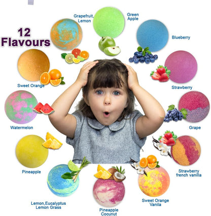 Bath Bombs for Kids with Surprise Inside, 12 Bubble Bath Fizzies with Jungle Animal Toys. Moisturizing, Gentle & Kids Safe, Rainbow Spa Bath Fizz, Birthday Gift Easter Basket Essentials for Boy Girls
