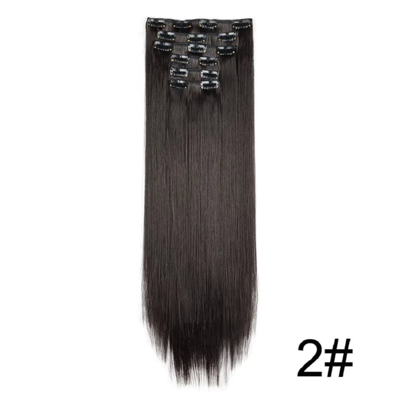 Synthetic 6Pcs/Set Long Straight Hair Extensions Ultra-Invisible Full Head Clip in Hair Extensions 24Inch for Women Daily Wear