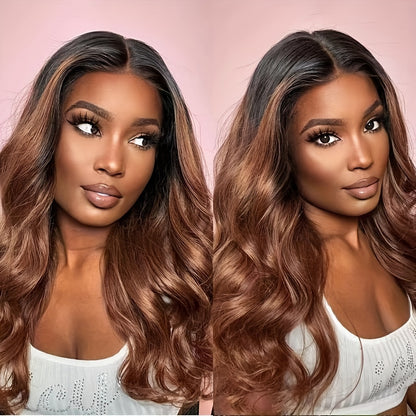 Auburn Blonde With Black Roots Lace Front