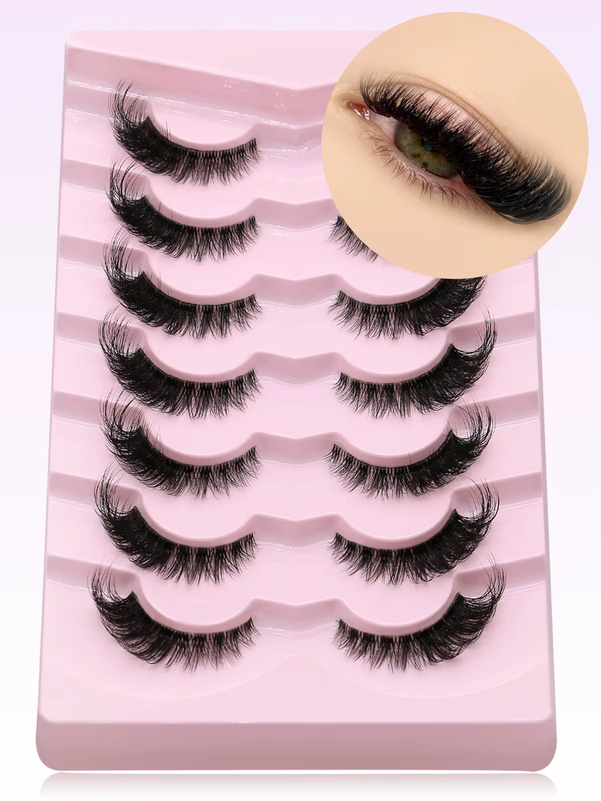 GROINNEYA Cat Eye Lashes Natural Long Clear Band Lashes Winged End Eye Elongated Eyelashes Faux Mink Eyelashes Makeup