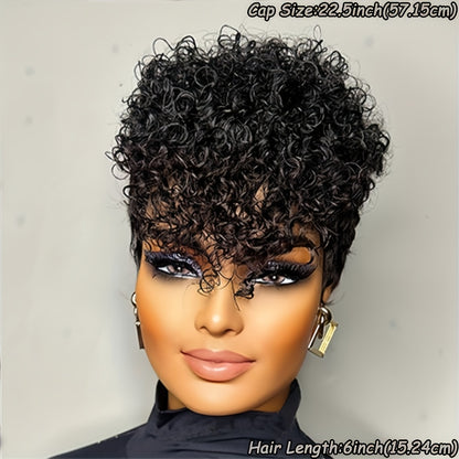 Virgin Human Hair Glueless Pixie Wig