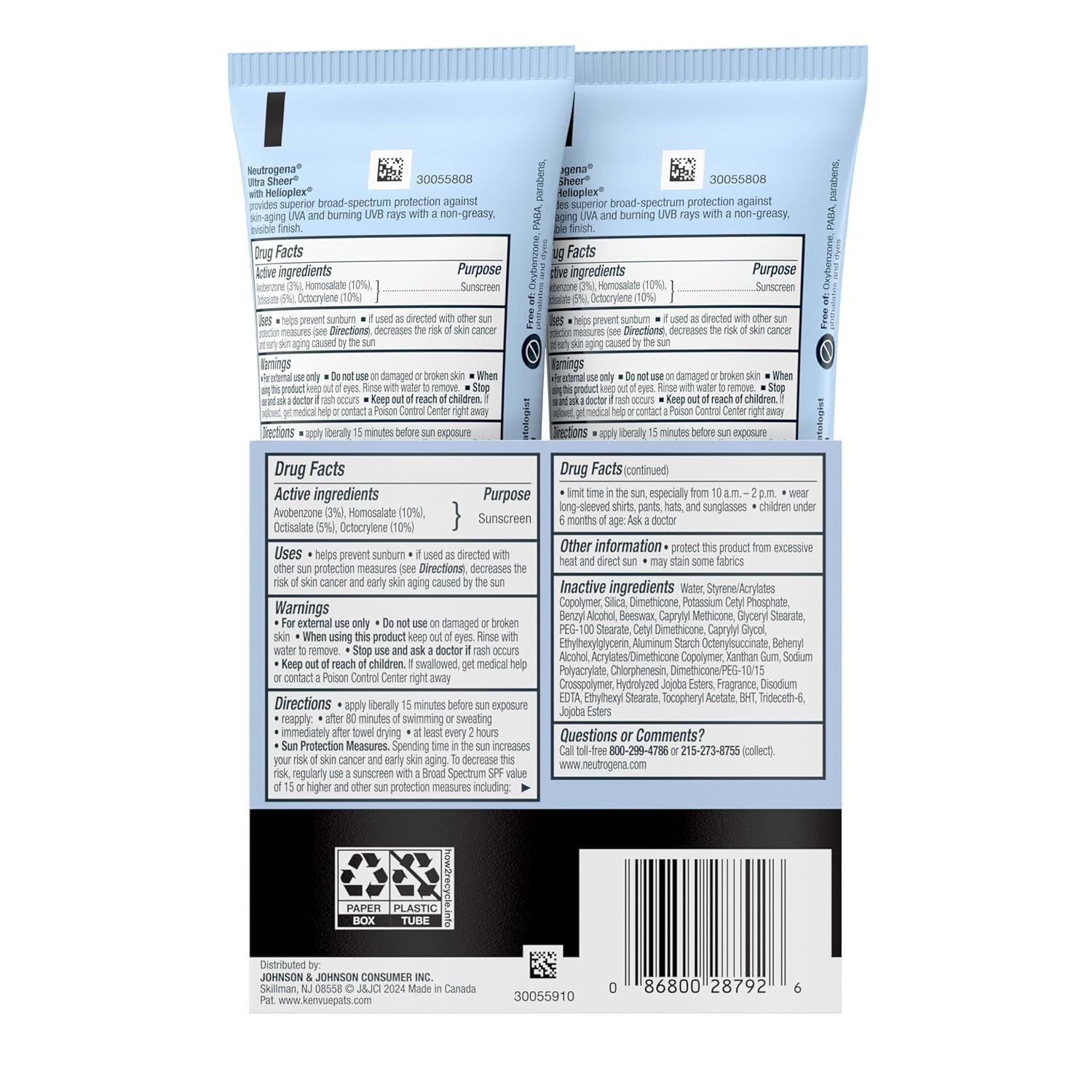 Ultra Sheer Dry-Touch Sunscreen for Face & Body, SPF 45 Broad Spectrum UVA/UVB Protection, Lightweight Water Resistant & Non-Greasy, Travel Size Sunscreen, 3 Fl. Oz 2 Pack