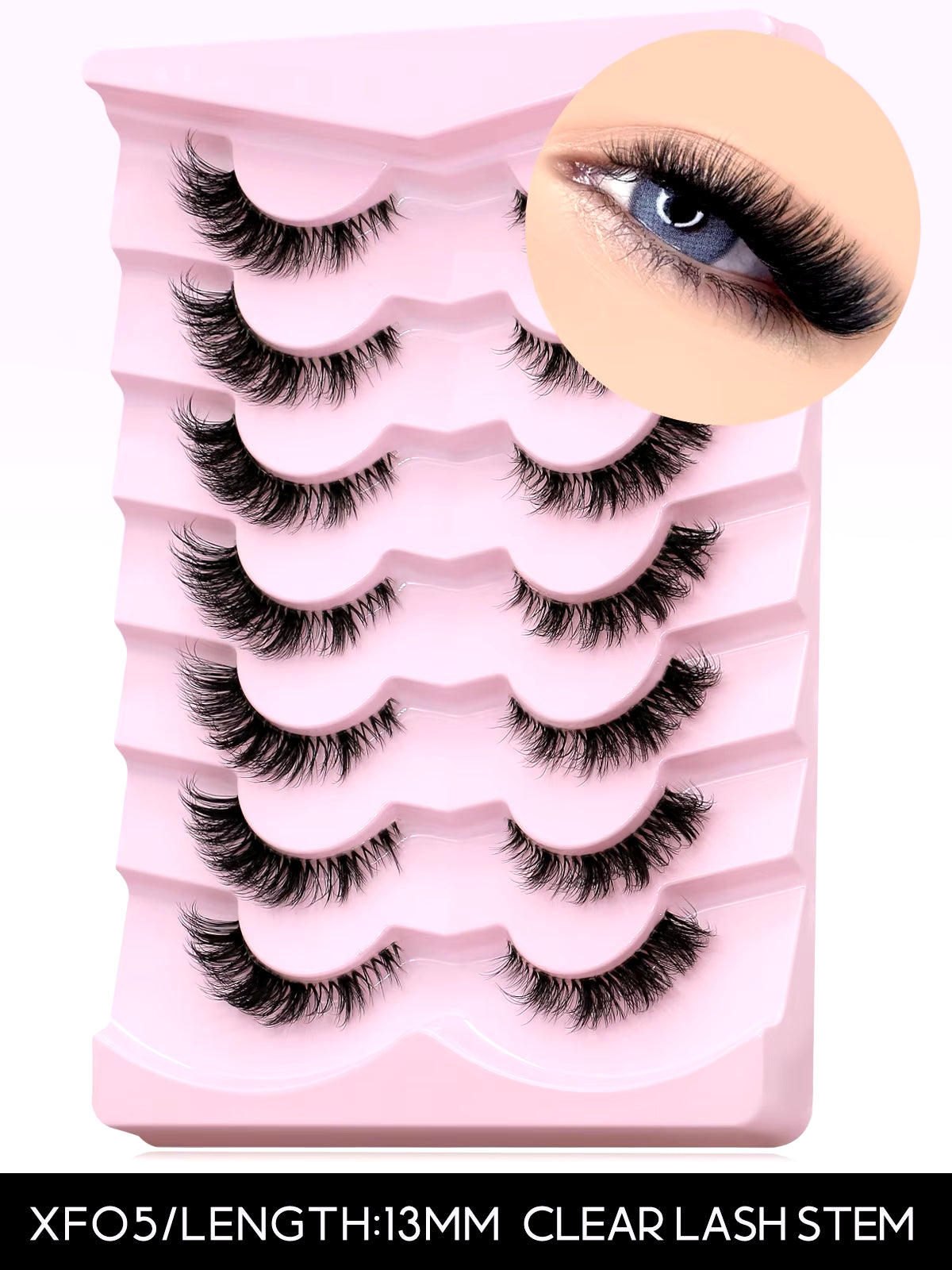 GROINNEYA Cat Eye Lashes Natural Long Clear Band Lashes Winged End Eye Elongated Eyelashes Faux Mink Eyelashes Makeup