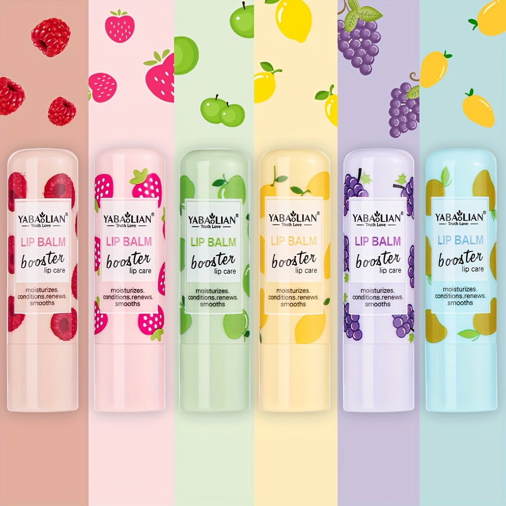 Hydrating Lip Balm, 6 Fruit Flavors Lip Care For Cracked, Moisturizing Lip Beauty, Long-lasting Effect, Fade Lip Line Plant Squalane