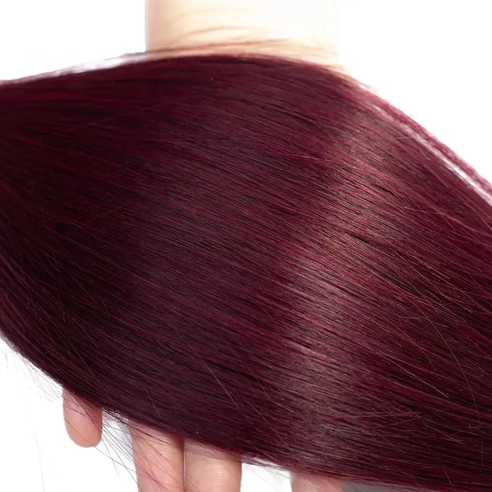99J Human Hair Bundles Red Bundles Burgundy Straight Human Hair Bundles Grade 12A Remy Hair 3 Bundles Wine Red Straight Bundles