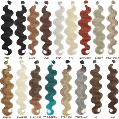 Blond 613 Sliver Gray Body Wave Hair Bundles 26 Inches Highlight Piano 27/613 Natural Synthetic Hair Weave Ombre Brown Ponytail