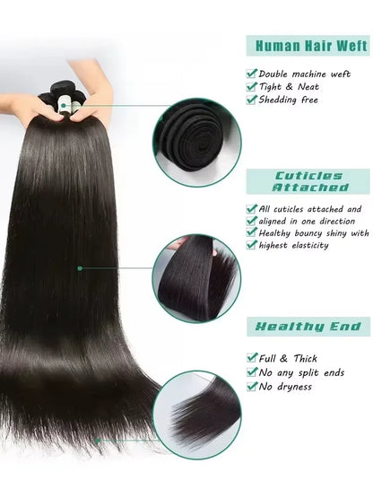 30 40 Inch Bone Straight Human Hair Bundles 14A Natural Color Brazilian Remy Hair