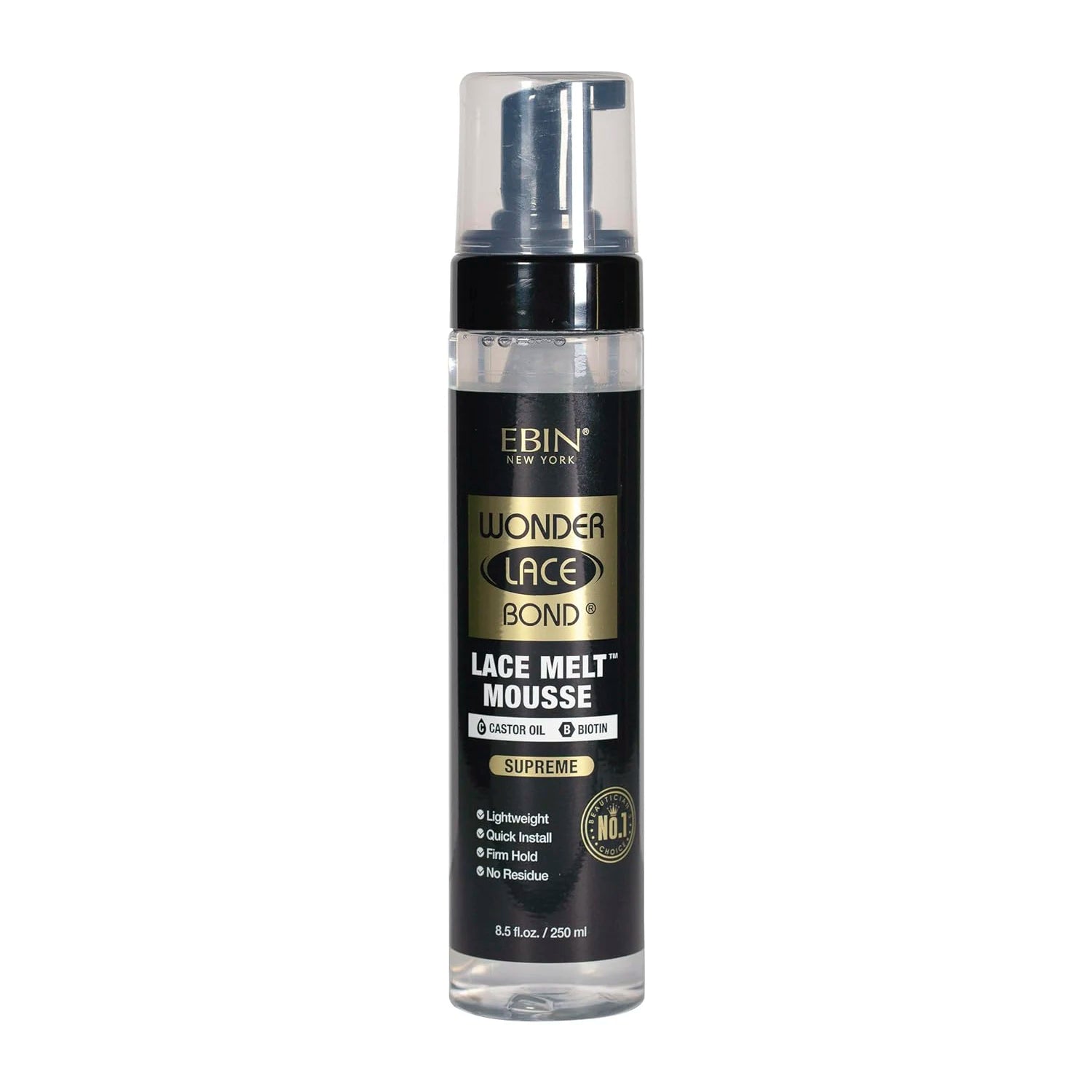 Ebin New York Wonder Lace Bond Lace Melt Mousse Supreme 8.5oz/ 250ml - Maximum Hold, Ideal for Seamless Lace Melts