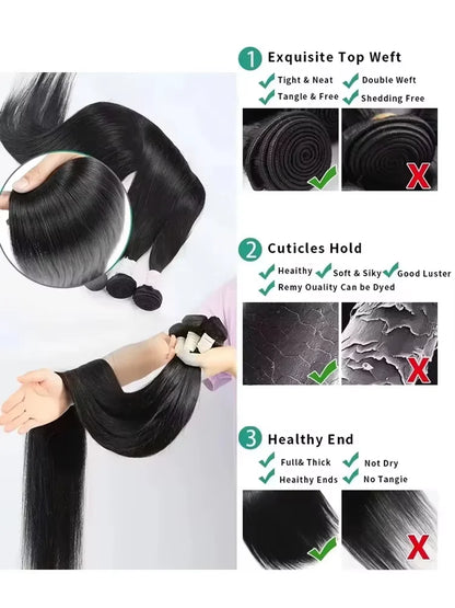 30 40 Inch Bone Straight Human Hair Bundles 14A Natural Color Brazilian Remy Hair