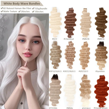30Inches Ombre Blond T1B/27# 200g Body Wave Brown 12# M816 Highlight P27/613 White 58# Bio Protein Synthetic Hair Weave Bundles