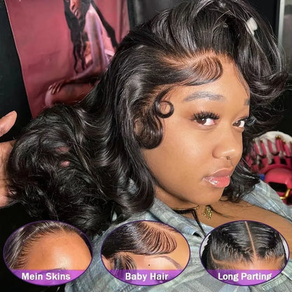 220% Density Body Wave Wear And Go Glueless Human Hair Wigs Bob Wigs For Women Ready To Wear Pre Cut 13x4 Front Wig No Lace