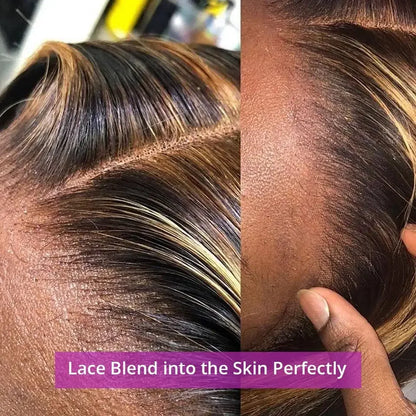 34Inch Bone Straight Highlight Lace Front 13x6 Honey Blonde