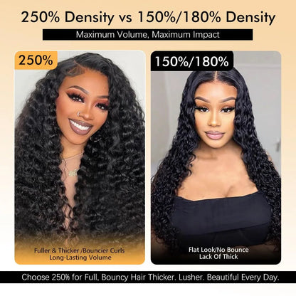 250% Density 40 Inch Glueless Put On And Go 5x5 Lace Closure Deep Wave 13x4 13x6 Front Human Hair Curly No Lace Ready To Go Wigs
