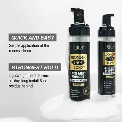Ebin New York Wonder Lace Bond Lace Melt Mousse Supreme 8.5oz/ 250ml - Maximum Hold, Ideal for Seamless Lace Melts