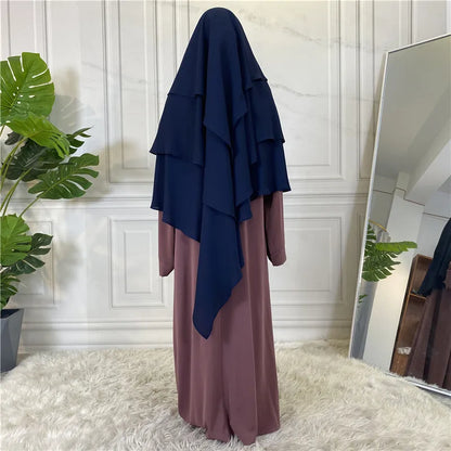 New Hijab Cap Muslim Abayas for Women Arabic Prayer Islamic 3 Layers Shawls Full Cover Head Wrap for Women Winter Khimar