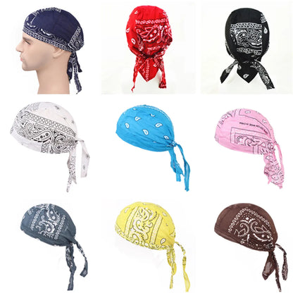 Men Women Fashion Durag Cotton Printing Multicolor Hat Biker Outdoor Sports Bandana Head Wrap