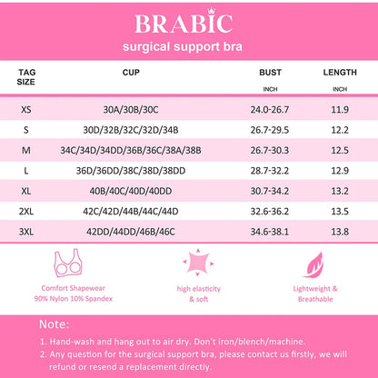 Women Posture Corrector Top Breast Cancer Compression Mastectomy Augmentation Post Surgery Surgical  Shaper Shapewear Bra