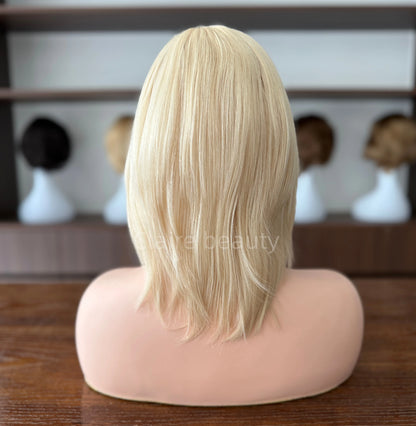 Unprocessed Raw Hair Full Hand Tied Medical Wig Blonde Color Silk Top With Lace Front Human Hair Medical Wig for Cancer Patients