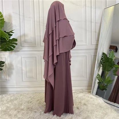 New Hijab Cap Muslim Abayas for Women Arabic Prayer Islamic 3 Layers Shawls Full Cover Head Wrap for Women Winter Khimar