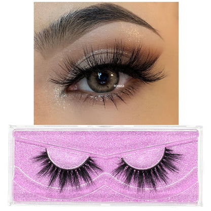 FOXESJI 3D Mink Lashes False Eyelashes Fluffy Thick Cross Wispy Natural Eye lashes Mink Soft Lash Extension Supplies Makeup Set